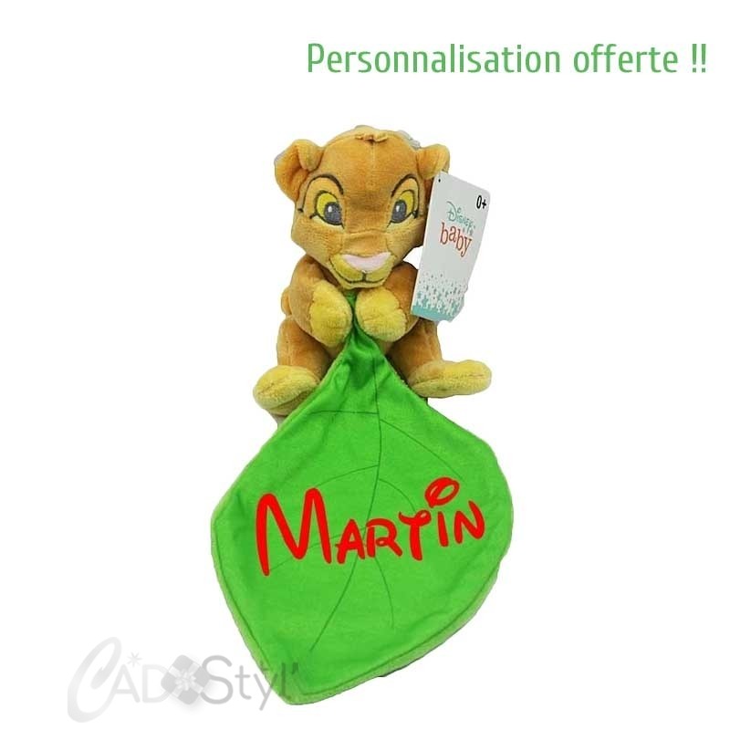 Doudou roi lion Disney - Personnalisation offerte